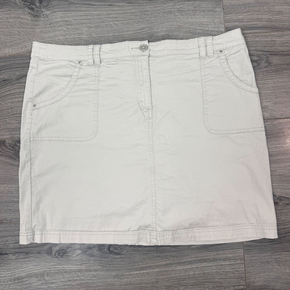 Karen Scott Khaki Cotton Blend Skort Size 16 Stone Utility Casual Mini Skirt